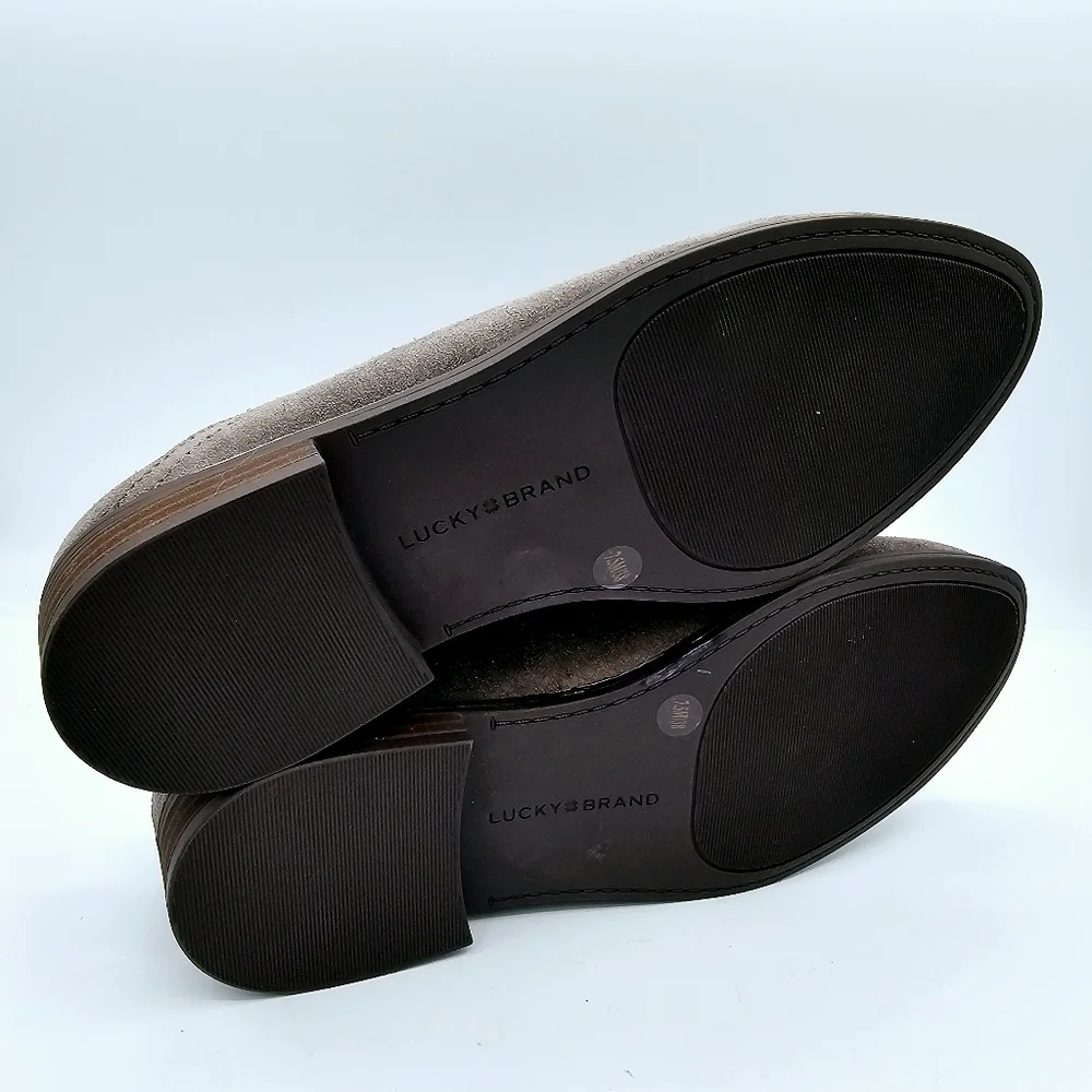 Lucky Brand Gray Leather Suede Elafina Loafers